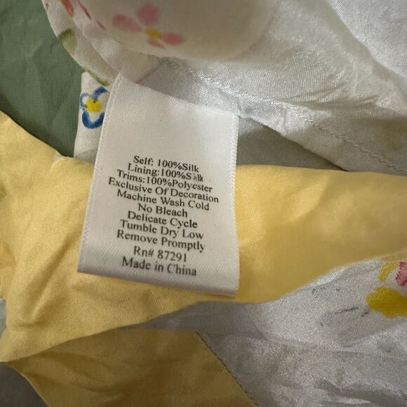 JOHNNY WAS Washable Silk Floral Print Embroidered Babydoll Mini Dress Multi - Picture 9 of 10